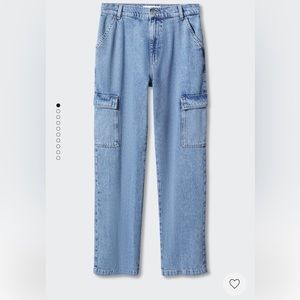 Mango pocket cargo jeans in mid-blue. Size 6 (28 waist)